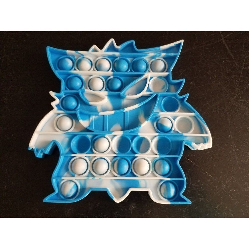 Fidget Blue & White Gungan Push Pop Bubble Silicone Sensory Tie Dye Monster